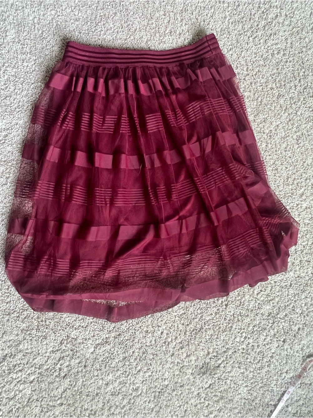 Metro Wear Burgundy Layered Mesh Skirt